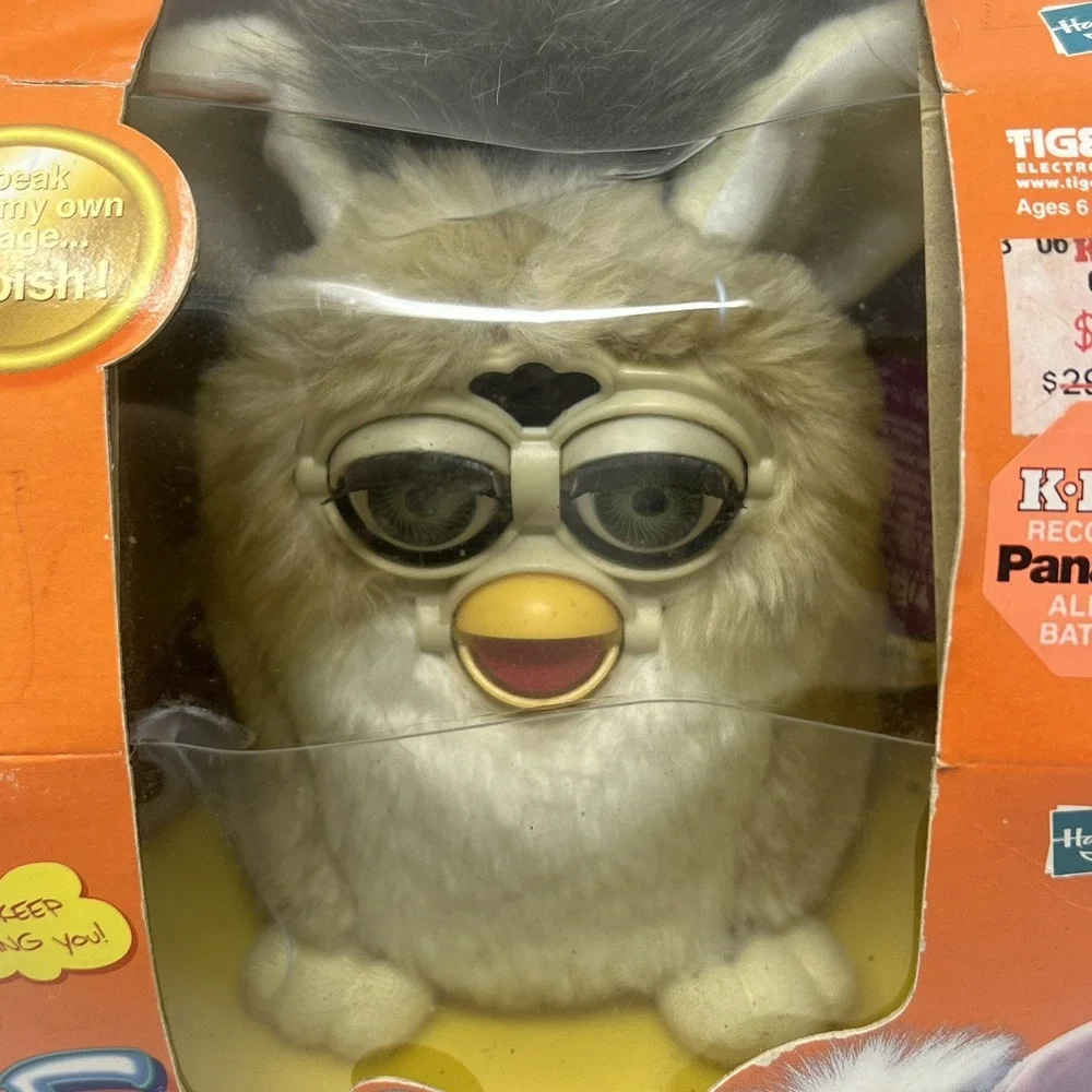 Vintage Bear Furby Neon Green Eyes‎ New White Tan 1998 2001 NIB